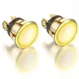 Dreyoo 2 Pack Lighted Doorbell Button Replacement, Easy to Install Wired Doorbell Button Push Door Bell Ringer Kit Round Rim with Lighted Center(Gold, Yellow Light)