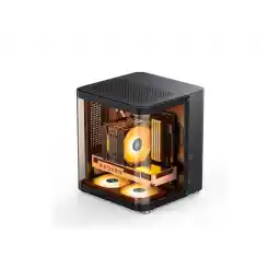 JONSBO TK-1 BLACK V2.0 Micro ATX Mini Tower Computer CASE, Hyperboloid Glass Design, Separated Cabinet structure, Al Alloy Shell Matx Desktop PC Case, Support ATX power supply/240 AIO/BTF MB, Black