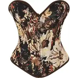 Vintage Renaissance Corset Top for Women Floral Bustier Lace Up Boned Overbust Lingerie Bodyshaper