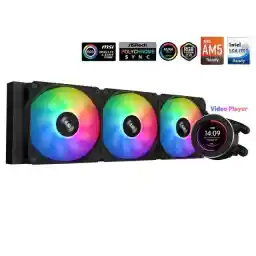 SAMA SM360 Black 360mm Liquid Water AIO CPU Cooler For Gaming PC Computer with Screen LCD Display, 3 ARGB PWM Silent Fans