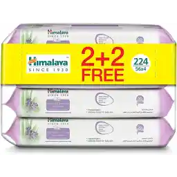 Himalaya Soothing & Protecting Baby Wipes | 56 wipes X 4 packs (224 Wipes) | Moisturise & Protects Baby Skin from Nappy Rash | Enriched with Goodness of Aloe Vera & Lavender | Alcohol & Paraben Free