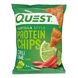 Quest Nutrition Chili Lime Tortilla Style Protein Chips, 20g Protein, 3g Net Carbs, Low Carb, Gluten Free, 1.1 oz (Pack of 12)
