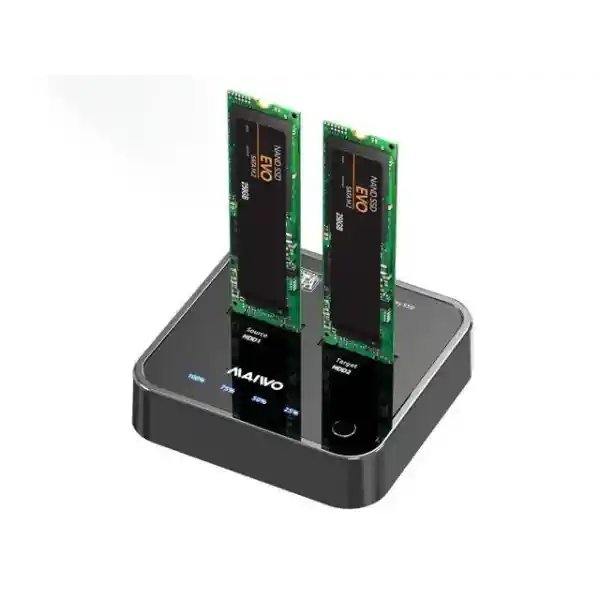 MAIWO Dual Bay M.2 SATA Docking Station Duplicator Offline Cloner, USB3.1 Type C to M.2 SATA Hard Drive Enclosure for B + M Key, Transfer Speed Up to 6Gbps Storage up to 2x2TB