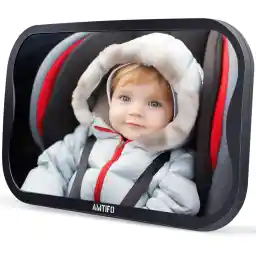 Baby Car Mirror for Rear-Facing Seat - Shatterproof & No-Shake Design,Wide-Angle View,Easy Install 360° Adjustable,Infant and Toddler Travel Essential,by AMTIFO