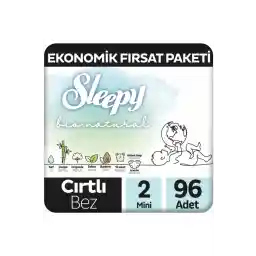 Sleepy Bio Natural Premium Plus Ekonomik Fırsat Paketi Bebek Bezi 2 Numara Mini 96 Adet