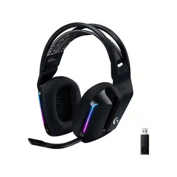Logitech G733 Lightspeed Wireless Gaming Headset with Suspension Headband, Lightsync RGB, Blue VO!CE mic technology and PRO-G audio drivers - Black