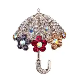 Comelyjewel Brooch Pin Elegant Umbrella Scarf Pin Rhinestones Breastpin for Wedding/Banquet/Bouquet