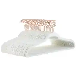 Amazon Basics Slim Velvet Non-Slip Suit Hangers, 50-Pack, Ivory/Rose Gold