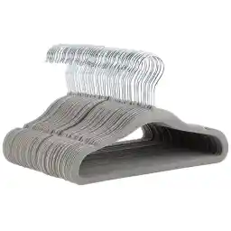 Amazon Basics Kids Velvet, Non-Slip Clothes Hangers for Infant and Toddler, 29.4 centimeters, Pack of 50, Grey