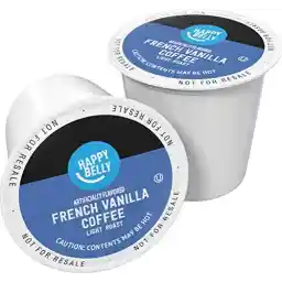 Amazon Brand - Happy Belly Light Roast Coffee Pods, French Vanilla Flavored, Compatible with Keurig 2.0 K-Cup Brewers, 100 Count