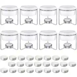 Treela 40 Pieces Ceramic Butter Warmers Set Included Butter Warmers Melter and 32 Tealight Candles for Chocolate Cheese Fondue Crab Lobster Microwave Oven Safe