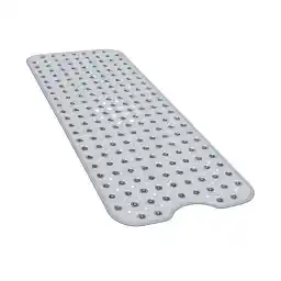YINENN Non-Slip Bath Tub Shower Mat with Suction Cups and Drain Holes, 40x16in, Clear Gray