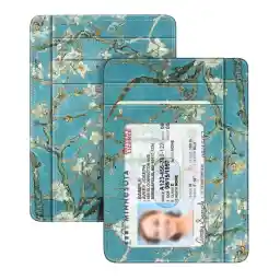 FINTIE Slim Minimalist Front Pocket Wallet, RFID Blocking Credit Card Holder Card Cases with ID Window for Men Women (Blossom)