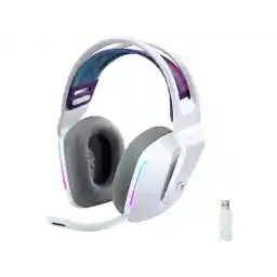 Logitech G733 LIGHTSPEED Wireless Gaming Headset with suspension headband, LIGHTSYNC RGB, Blue VO!CE mic technology and PRO-G audio drivers - White Logitech G733 LIGHTSPEED Wireless Gaming Headset with suspension headband, LIGHTSYNC RGB, Blue VO!CE mic technology and PRO-G audio drivers - White
