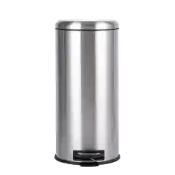 Amazon Basics round pedal trash bin, Stainless Steel, 30L