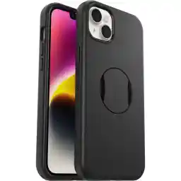 OtterBox OtterGrip Symmetry hoes voor iPhone 14 Plus voor MagSafe, valbestendig, beschermhoes met ingebouwde grip,3x getest volgens militaire standaard,antimicrobiële bescherming, Zwart