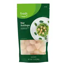 Amazon Fresh Brand, Bay Scallops, Frozen, Responsibly Sourced, Phosphate Free, 12 Oz