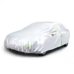 Amazon Basics Silver Weatherproof Car Cover - PEVA with Cotton, Sedans up to 225"