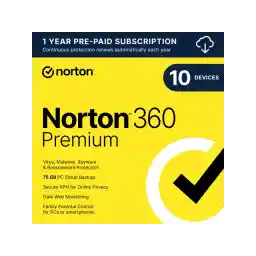 Norton 360 Premium 2026, Antivirus software for 10 Devices with Auto-Renewal – Includes Advanced AI Scam Protection, VPN & PC Cloud Backup [Download]