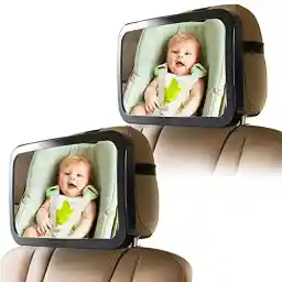 Enovoe Mirror for Baby Car Seat Rear Facing - 2 Pack - Wide Convex Back Seat is Shatterproof and Adjustable - 360 Swivel Backseat Carseat Helps Keep an Eye on Your Infant