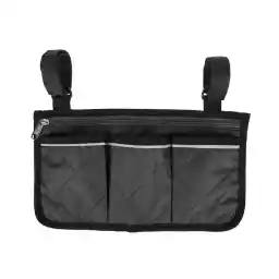Wheelchair Scooter Armrest Side Bag Walker Hanging Pouch Storage Organizer for Walkers Scooters Wheelchairs (Black)