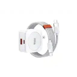 ORICO GaN USB C Wall Charger with USB C Cable, 65W Power Delivery + QC3.0 Double Port Fast Charging Adapter, Compact Foldable Wall Charger for iPhone 15 14 13 Pro Max Galaxy, iPad, MacBook Air White