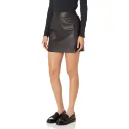 The Drop Womens Aiden Vegan Leather A-line Mini Skirt