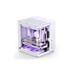 JONSBO TK-1 WHITE V.2.0 Micro ATX Mini Tower Computer CASE, Hyperboloid Glass Design, Separated Cabinet structure, Al Alloy Shell Matx Desktop PC Case, Support ATX power supply/240 AIO/BTF MB, White