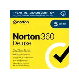 Norton 360 Deluxe 2026, Antivirus software for 5 Devices with Auto-Renewal – Includes Advanced AI Scam Protection, VPN & PC Cloud Backup [Download]