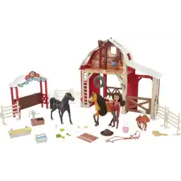 Spirit Untamed Ultieme Stal Speelset, Lucky pop (ca. 18 cm) Spirit paard met kleurverandering (ca. 20 cm), extra paard, schuur, voor kinderen vanaf 3 jaar, HDK57