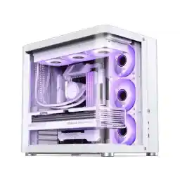 JONSBO TK-2 WHITE Separated Cabinet Case, ATX Computer Case,Bi-Bent Surround View Glass , Aluminum Alloy, Support ITX/M-ATX /ATX,Support 360 AIO ,With Type-C &3.0 USB Port, White