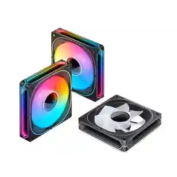 JONSBO FR-505BR (Reverse) 3 PACK 120mm Case Fan, Reverse Blade, H25MM ARGB Infinity Mirror Series,3 Sides ARGB lighting along with the Front ARGB ,Lower noise level,3pcs in Pack, Black