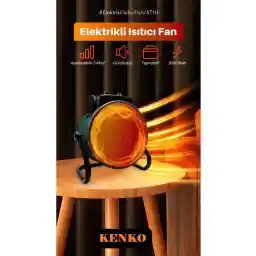 Kenko Ultra Güçlü 3000 Watt Taşınabilir Elektrikli Portatif Isıtıcı Soba Sıcak Hava Üfleyen Fan Radyatör