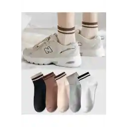 BGK Unisex Çok Renkli Çemberli 5 Çift Kısa Konç Çorap