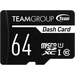 Team 64GB Dash Card microSDXC UHS-I/U3 Class 10 A1 V30 Memory Card with Adapter, Compatible for cams, Speed Up to 100MB/s (TDUSDX64GUHS03)