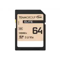 Team Group 64GB Elite 4K SD Card UHS-I U3 V30 Read/Write Speed Up to 100/50MB/s (TESDXC64GIV3069)