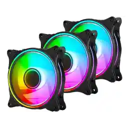 PANO-MOUNTS 120mm Addressable RGB PWM Fans PC Computer CPU Case Fan 5V 3Pin ARGB Fans Triple Light Loop With SATA Adapter Cable 800-1800RPM 3-Pack Black