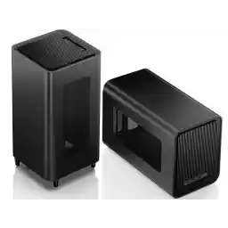 JONSBO V11 BLACK Mini- ITX Tower Computer Case,with PCI-E 4.0 Rise Cable ,Integrated Aluminum Alloy Shell ITX case, Pull-out Liner Design ,Support Air Cooling(Max.70mm),140mm FAN*1,Black