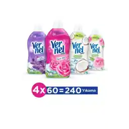 Vernel Max Konsantre Çamaşır Yumuşatıcısı 4 x 1440 ml (240 Yıkama) Gül + Lavanta + Hin. Cevizi +Şakayık