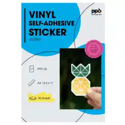PPD A4 x 20 vellen Inkjet PREMIUM Stickerfolie Wit Glanzend Zelfklevend, Microporeuze Coating voor Full Colour Prints in Fotokwaliteit, Waterdicht PPD-36-20