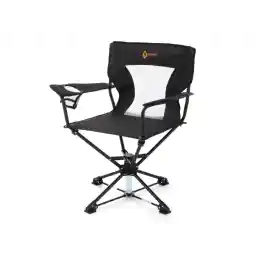 ARROWHEAD OUTDOOR 360° Degree Swivel Hunting Chair w/Armrests, Perfect for Blinds, No Sink Feet, Supports up to 450lbs, Steel Frame, Fishing, High-Grade 600D Canvas, Black