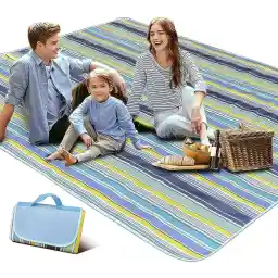 SKY TOUCH Foldable Picnic Blanket Waterproof Beach Blanket Waterproof Picnic Blanket Portable Picnic Mat Portable Beach Mat For Outdoor Camping Family Outdoor Park Garden Blue(145 ×180cm), Full