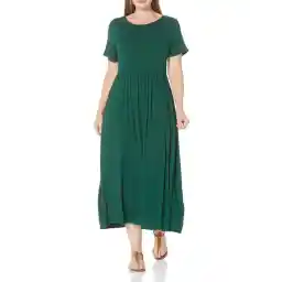 Amazon Essentials Women's Short-Sleeve Waisted Maxi Dress (Available in Plus Size)