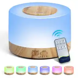 SKY-TOUCH Essential Oil Aroma Diffuser 700ml, Upgraded Aromatherapy Diffuser with 4 Timer and 7 Color Lights, Cool Mist Humidifier with Auto Shut-off Function, Diffuser for Home Bedroom Office