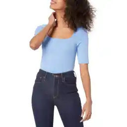 Amazon Essentials Women's Slim-Fit Half Sleeve Square Neck T-Shirt