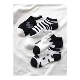 BGK Kadın Siyah Desenli 5 Çift Patik Çorap