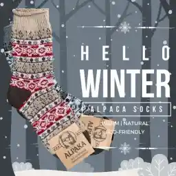 green-goose® Alpaca Damessokken | 2 Paar | Maat 39-42 | Grijs, Rood, Blauw | 100% Alpaca Wol | Heerlijk Warm en Rekbaar | Duurzaam Kerstcadeau