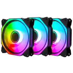 PANO-MOUNTS 120mm RGB Fans 5V 3Pin Addressable RGB PWM PC Computer CPU Case Cooling Fan With SATA Adapter Cable 800-1800RPM 3-Pack Black