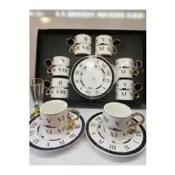 ACAR Tımeless Roma Rakam Siyah-mavi 6 Kişilik Porselen Kahve Fincan Takımı 0203