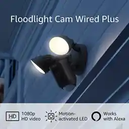 Ring Floodlight Cam Wired Plus (newest model), Outdoor home or business security with motion-activated 1080p HD video and floodlights, Black
